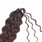 QVR Dark Brown #4 Crochet Hair Water Wave Machine Made Feather Human Hair Extension