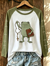 Women's Fun Frog-Print Top
