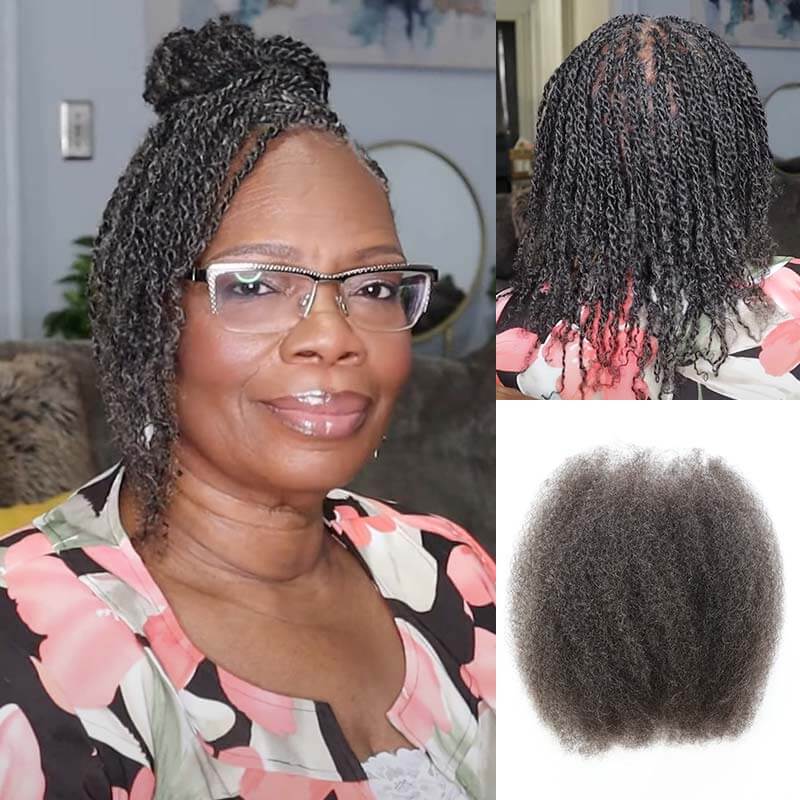 QVR Best Quality Kinky Twist Style 4 Packs Afro kinky Bulk Braiding Human Hair