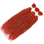 QVR Curly Wave Ginger Orange Bulk Human Hair Knotless Boho Braids No Weft Extensions