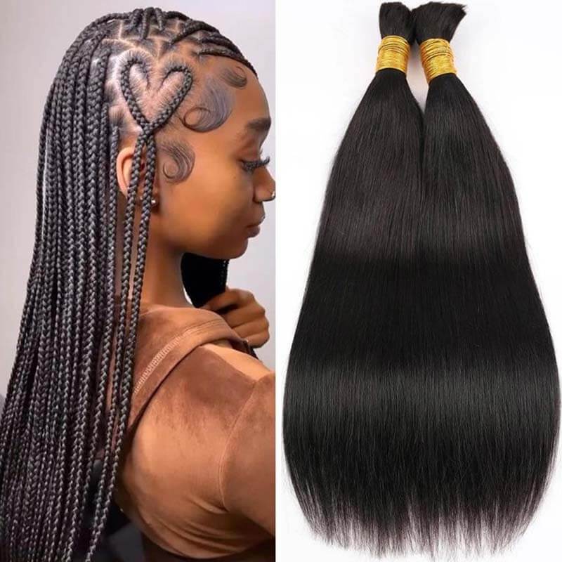 QVR Silk Straight Bulk Hair Extensions for Boho Knotless Braiding