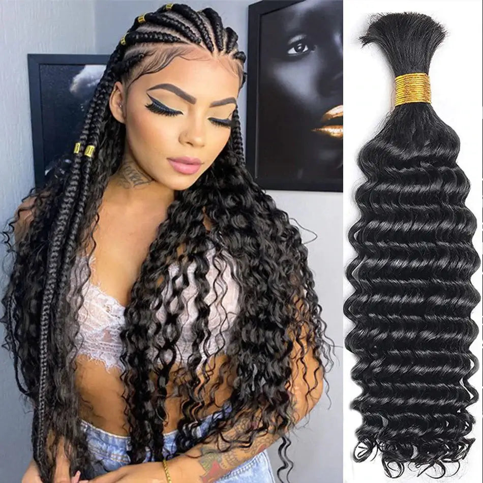 QVR Silk Straight Bulk Hair Extensions for Boho Knotless Braiding