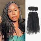 QVR Natural Black Afro Kinky V Bulk Curly Hair for Kinky Twist Crochet Braiding Hair