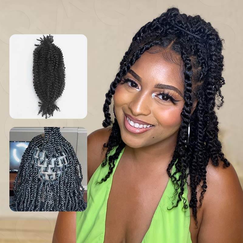 QVR Spring Twist Hair Dark Brown #4 Color Type 3C 4A Hair Extensions