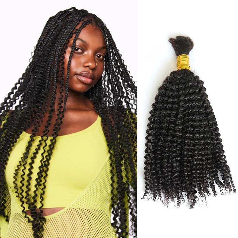 QVR Kinky Curly Bulk Hair Extensions for Boho Knotless Braiding