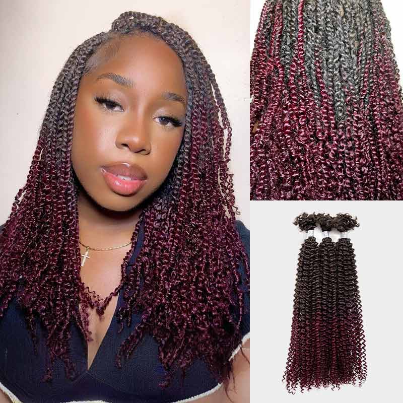 QVR Natural Black Afro Kinky V Bulk Curly Hair for Kinky Twist Crochet Braiding Hair
