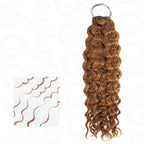 QVR Highlight Brown Water Wave Feather Crochet Hair Machine Made Feather Human Hair Extension