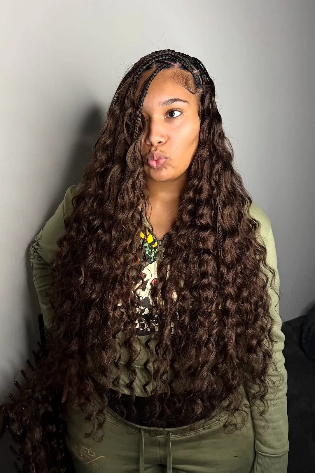 Double Drawn Dark Brown Loose Wave Bulk Hair For Braiding BU63