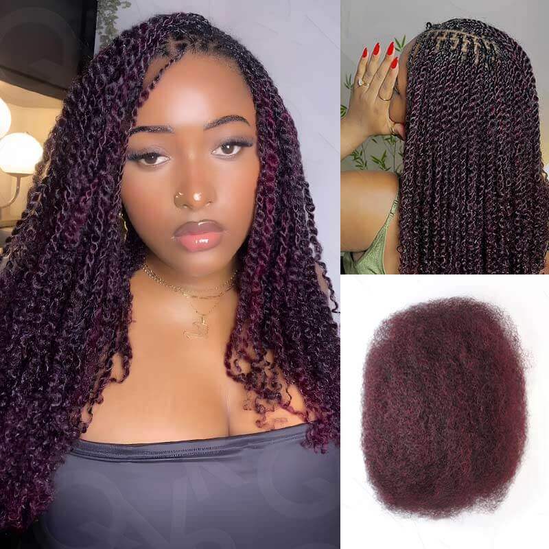 QVR Best Quality Kinky Twist Style 4 Packs Afro kinky Bulk Braiding Human Hair