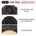 QVR Glueless Ombre Brown Blonde Kinky Curly Half Wig with Black Roots 250% Density Human Hair Wig #T1B/30/27 Wear Go Flip Over Wig