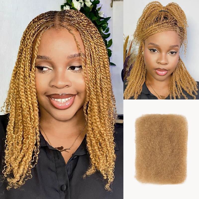 QVR Best Quality Kinky Twist Style 4 Packs Afro kinky Bulk Braiding Human Hair