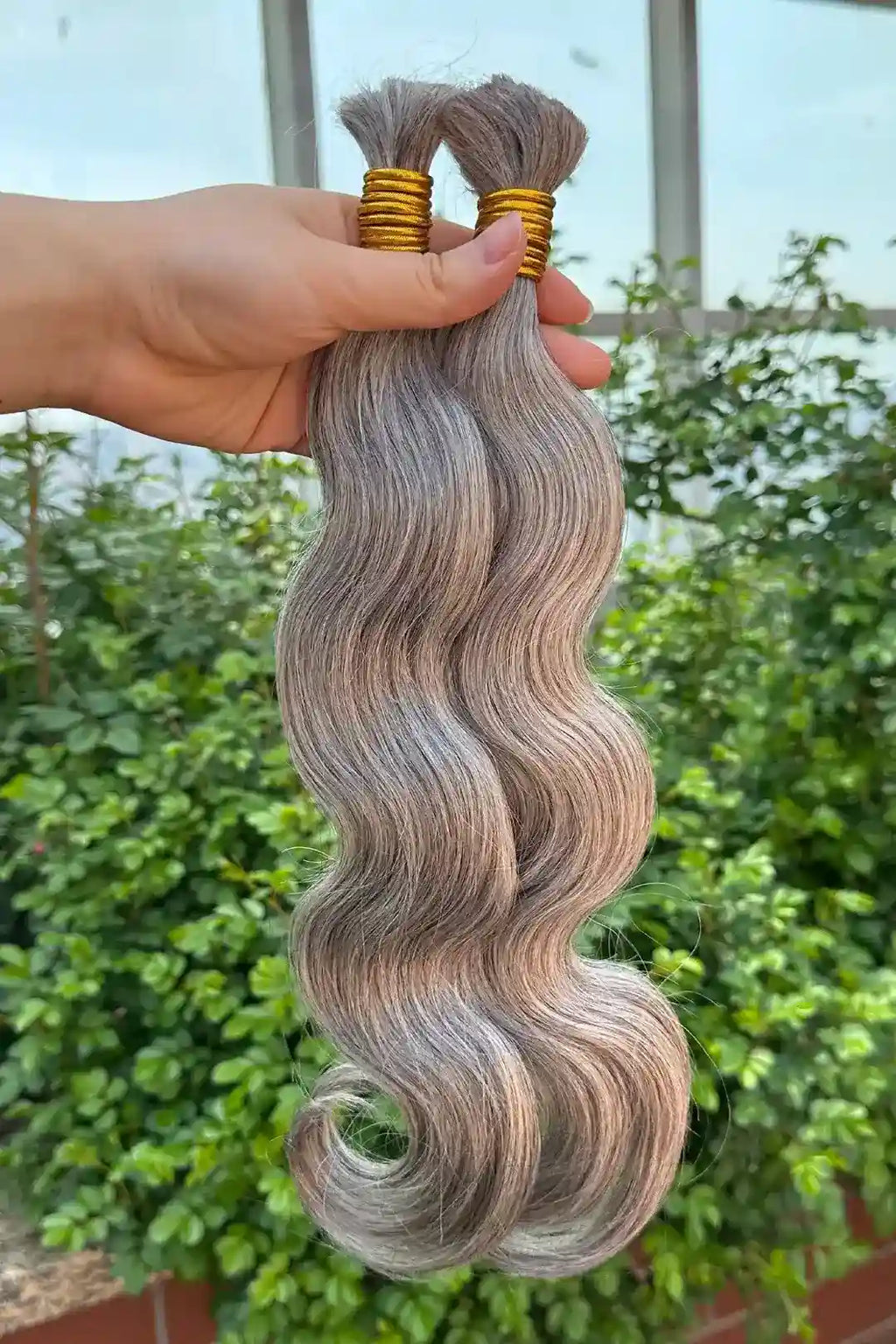 Salt and Pepper Bulk Hair Body Wave for Braiding 85% Gray BU76
