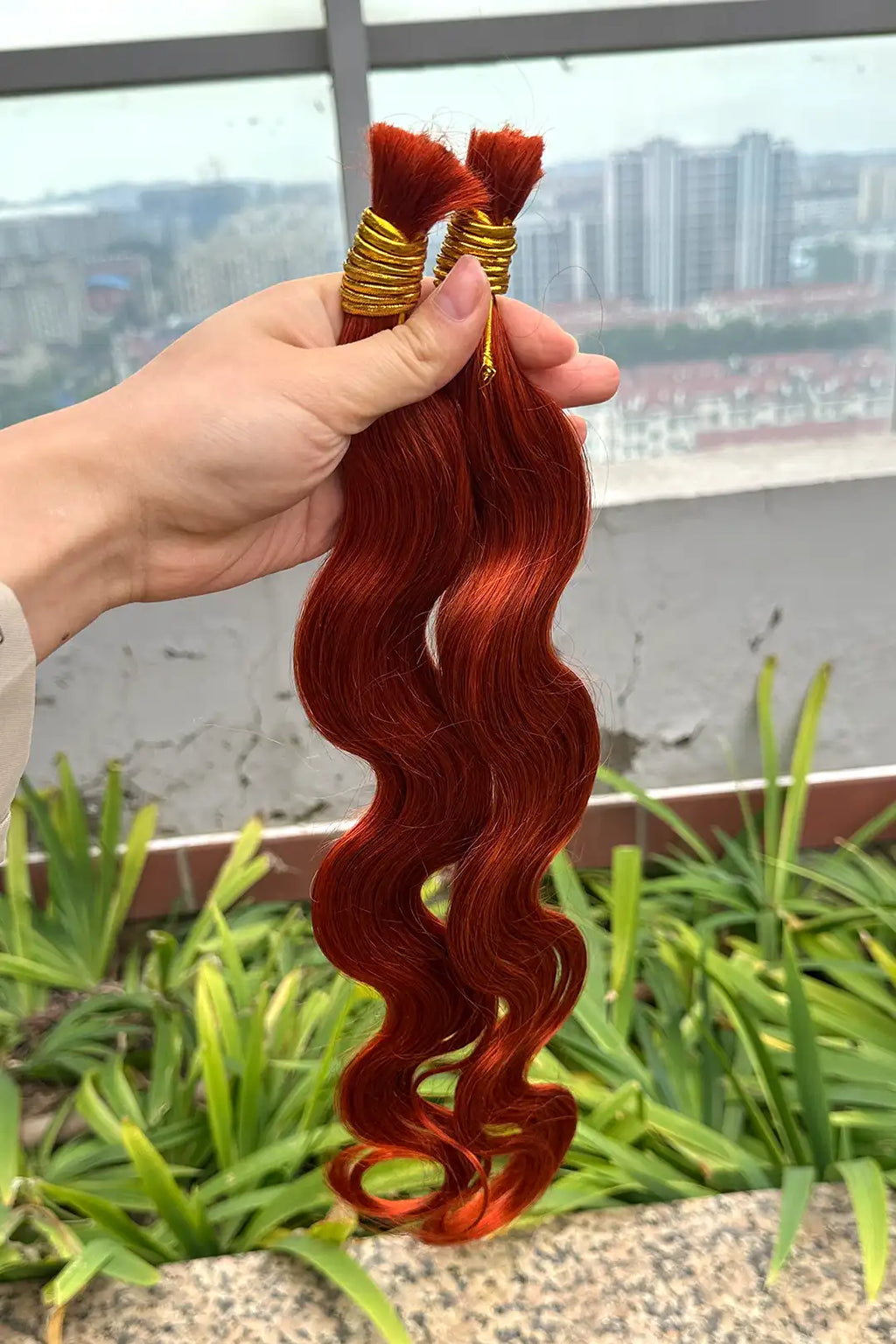 350# Ginger Body Wave Bulk Human Hair For Braiding BU24