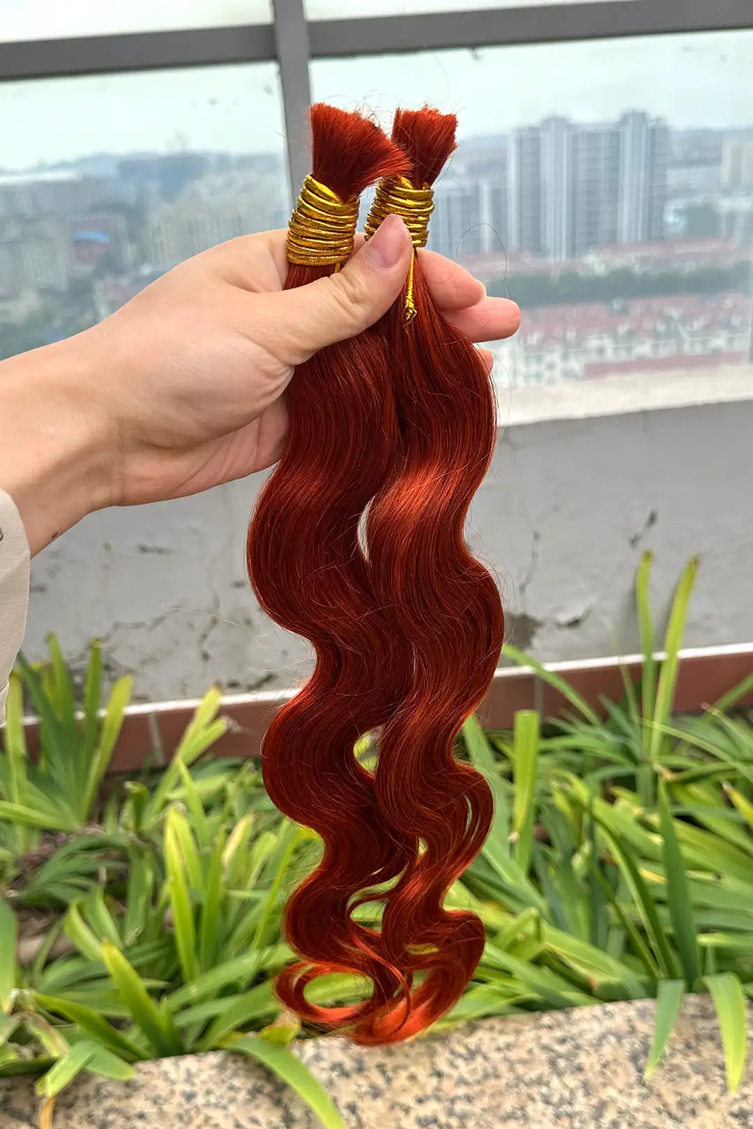 350# Ginger Body Wave Bulk Human Hair For Braiding BU24