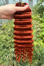 350# Ginger Deep Wave Feather Crochet Miracle Knots Human Hair