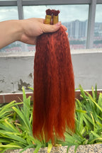 350# Ginger Kinky Straight Bulk Human Hair For Braiding BU17