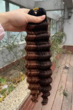 T-Natural Black Piano Color #4/30 Deep Wave Feather Crochet Hair