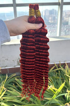 Copper Red Deep Wave Bulk Human Hair For Braiding BU23
