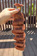 Double Drawn #30 Medium Auburn Brown Bulk Hair Loose Wave BU66