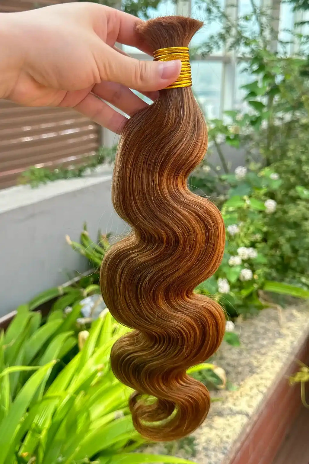 Double Drawn Auburn Brown Body Wave Bulk Hair BU60