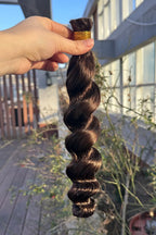 Double Drawn Dark Brown Loose Wave Bulk Hair For Braiding BU63