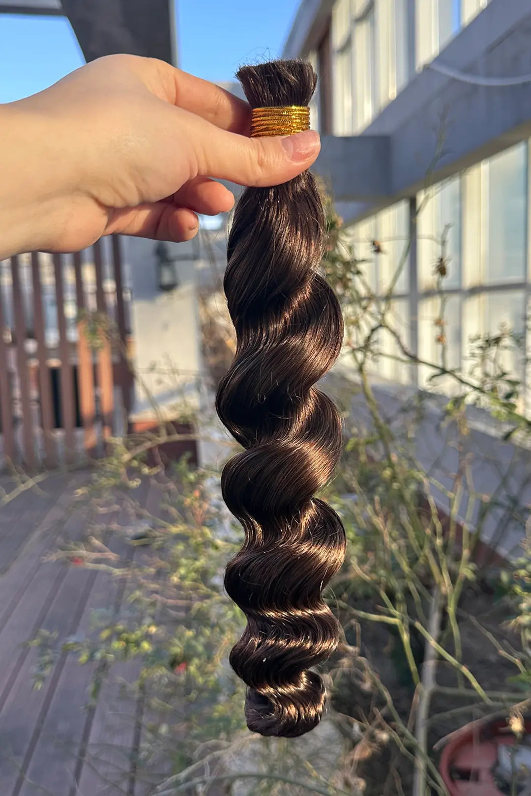 Double Drawn Dark Brown Loose Wave Bulk Hair For Braiding BU63