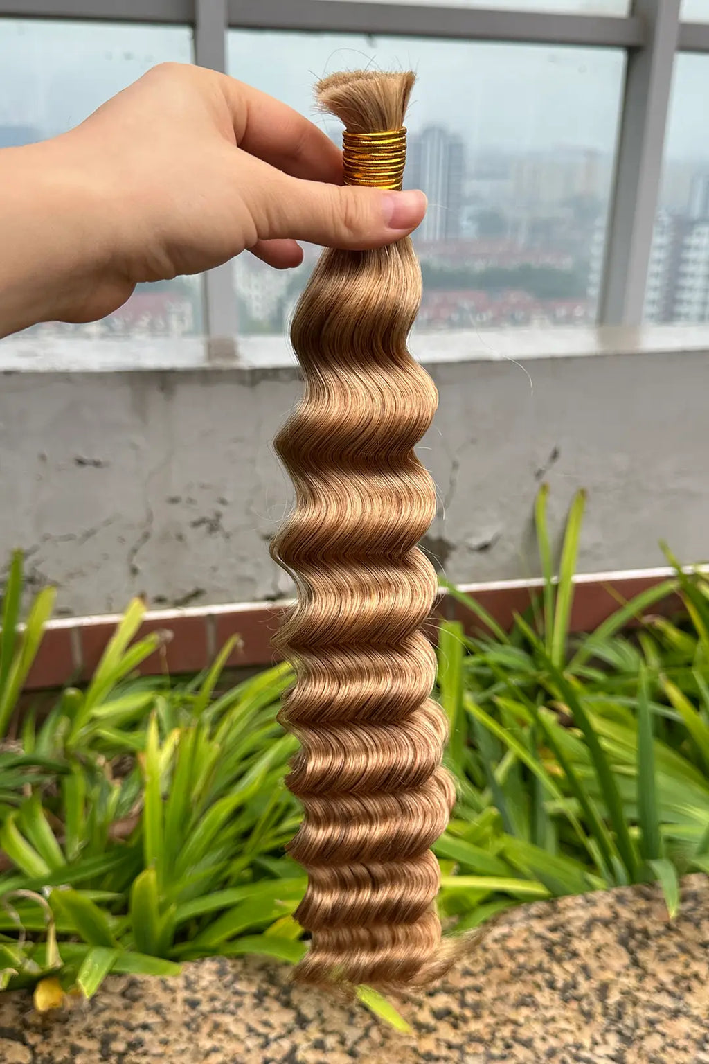 Double Drawn Medium Blonde Bulk Hair Loose Deep Wave BU38