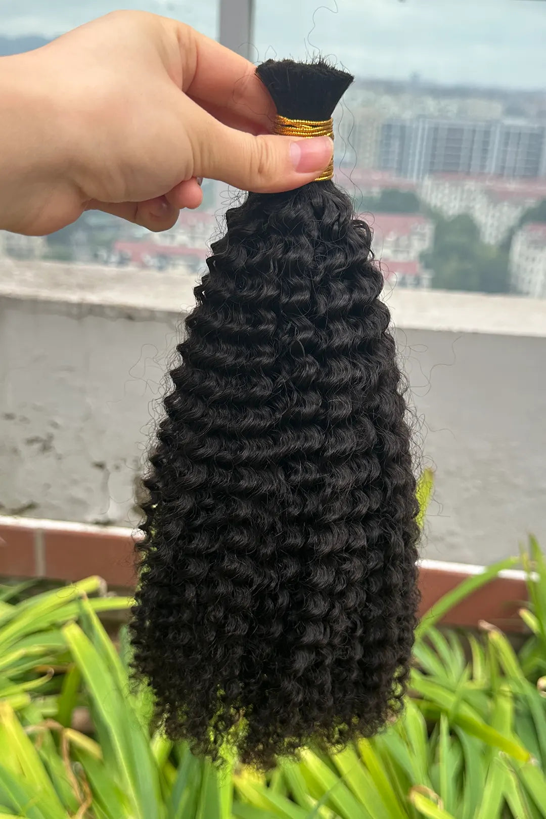 Kinky Curly Bulk Human Hair for Braiding Natural Black BU11