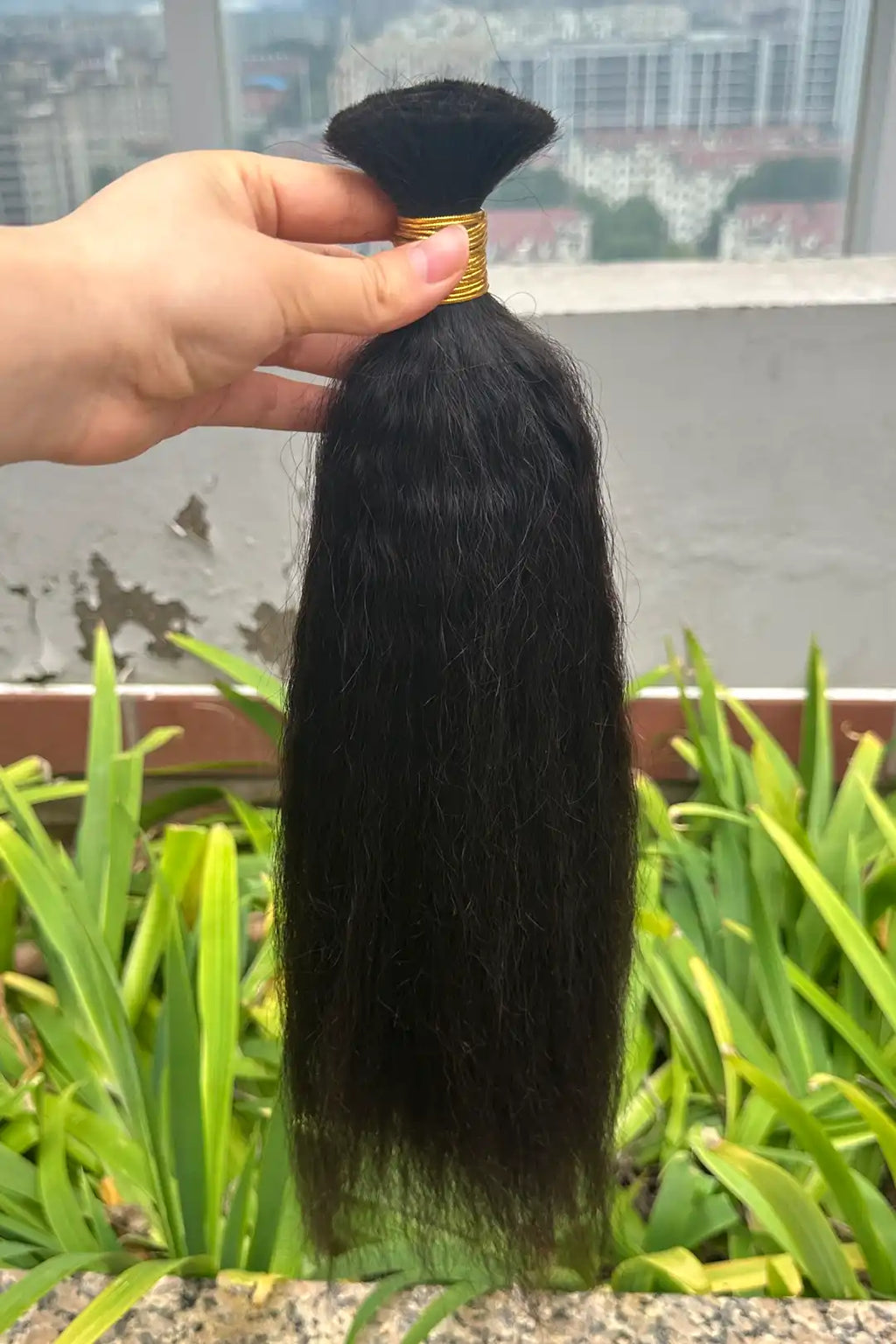 Kinky Straight Bulk Hair For Braiding Natural Black BU10