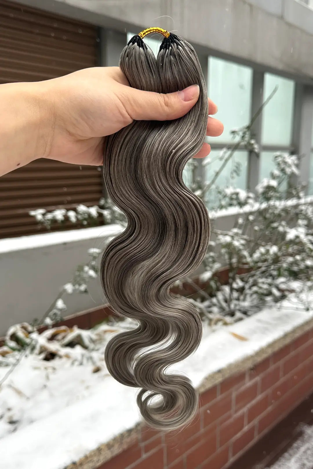 Double Drawn Salt and Pepper Body Wave Crochet Hair 85% Gray
