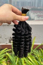 Twist Curly Bulk Human Hair for Braiding  Natural Black BU26