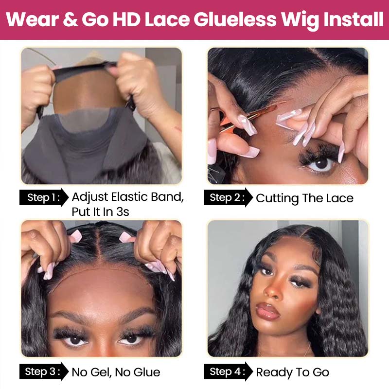 QVR Glueless Pre-cut Ombre Color 4x6 HD Lace Closure Wigs Straight/Body Wave Human Hair Wig