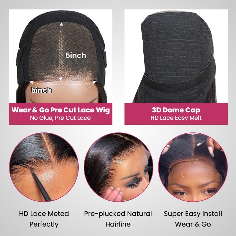 QVR Real Glueless Pre-cut 13x4/4x6 Lace Closure Wigs Balayage Highlights Colored Wig Body Wave/Straight Human Hair Wigs