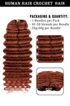 350# Ginger Deep Wave Feather Crochet Miracle Knots Human Hair