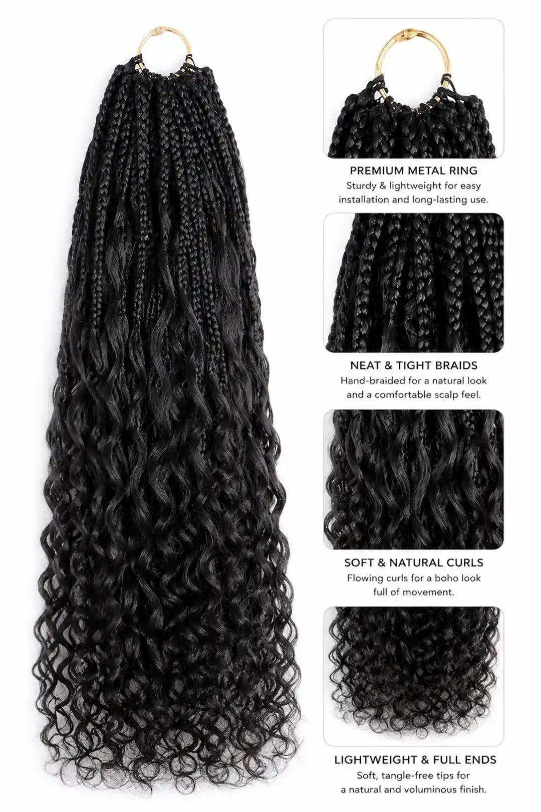 Crochet Miracle Knots Braids Pre-Looped Deep Wave Curls Human Hair 40 Strands