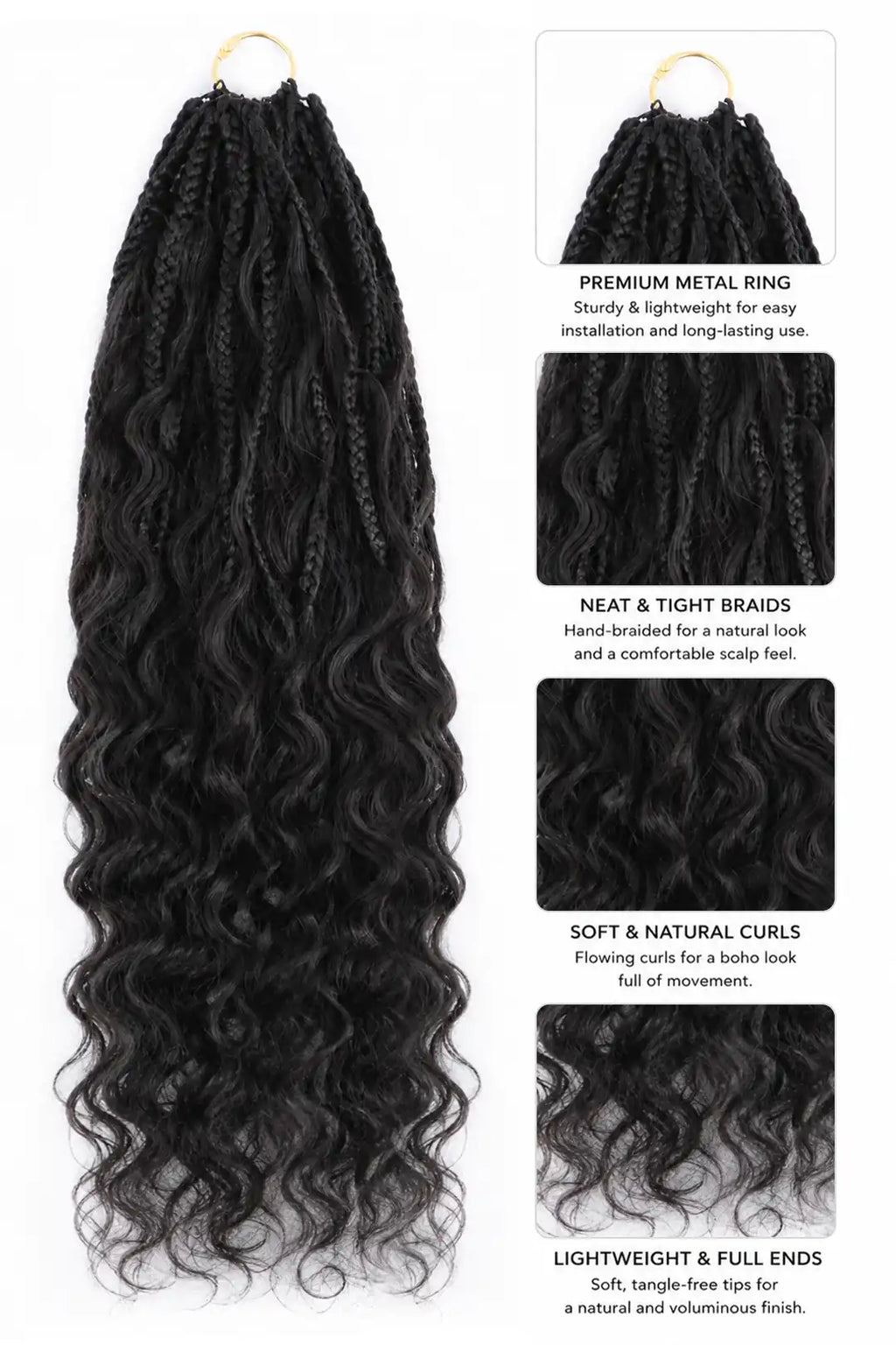 Crochet Miracle Knots Braids Pre-Looped Loose Wave Curls Human Hair 40 Strands