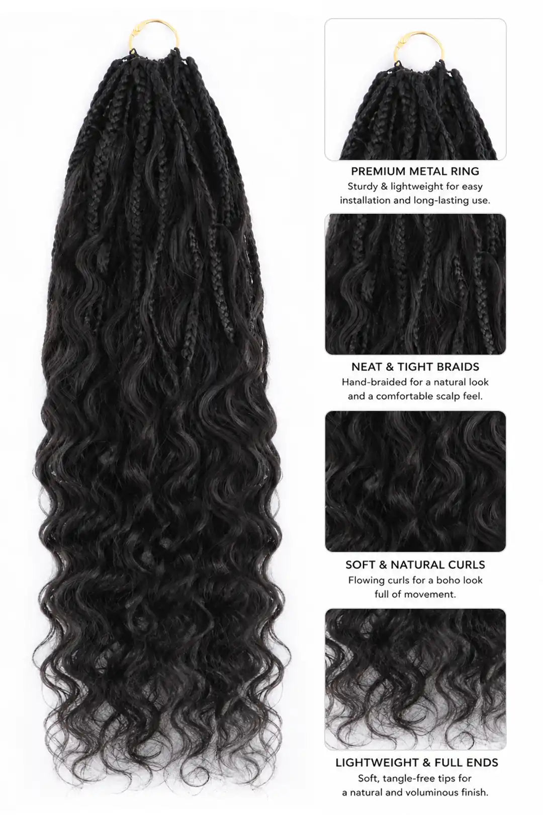 Crochet Miracle Knots Braids Pre-Looped Loose Wave Curls Human Hair 40 Strands