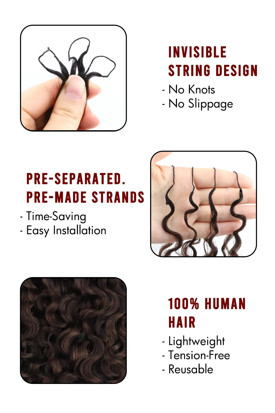 Dark Brown Ombre Water Deep Wave Feather Crochet Hair - T1B/4A