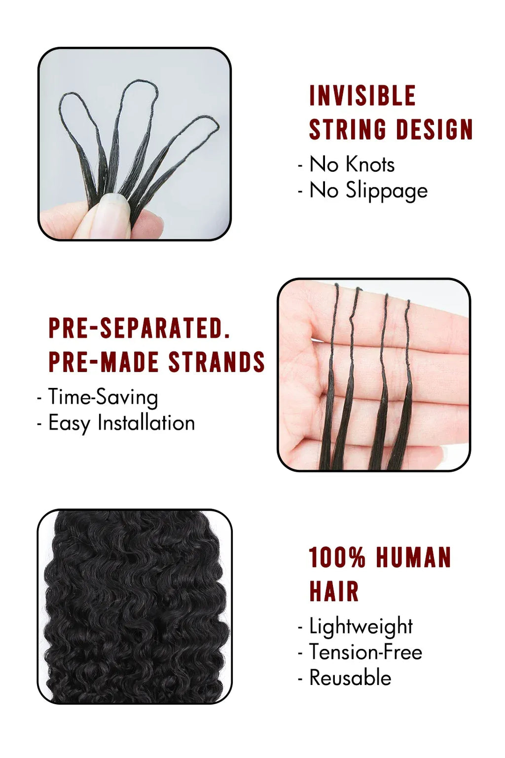 Double Drawn Feather Crochet Hair Burmese Water Curly Human Hair