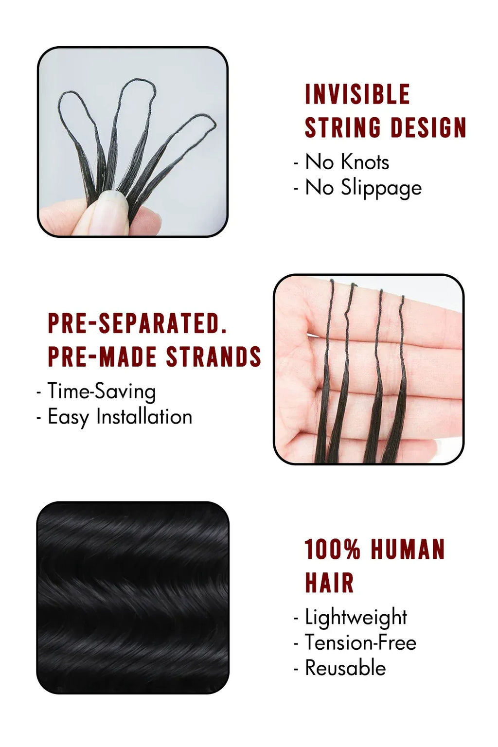 Double Drawn Feather Crochet Hair Extension Loose Wave Human Hair