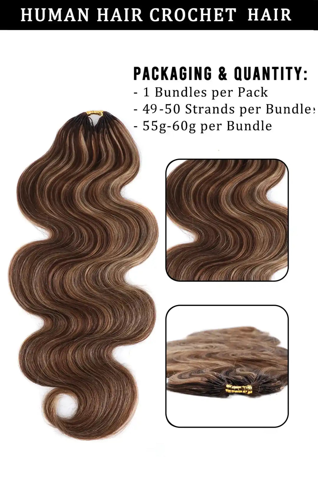Highlight Blend #4/27/30 Body Wave Feather Crochet Human Hair