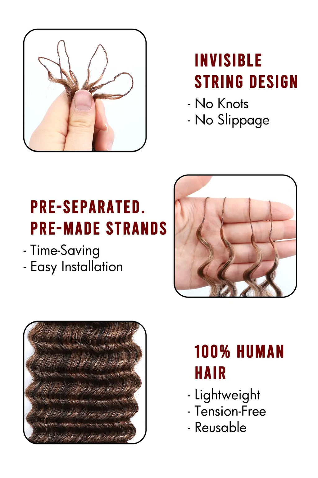Highlight Blend #4/27/30 Deep Wave Feather Crochet Human Hair