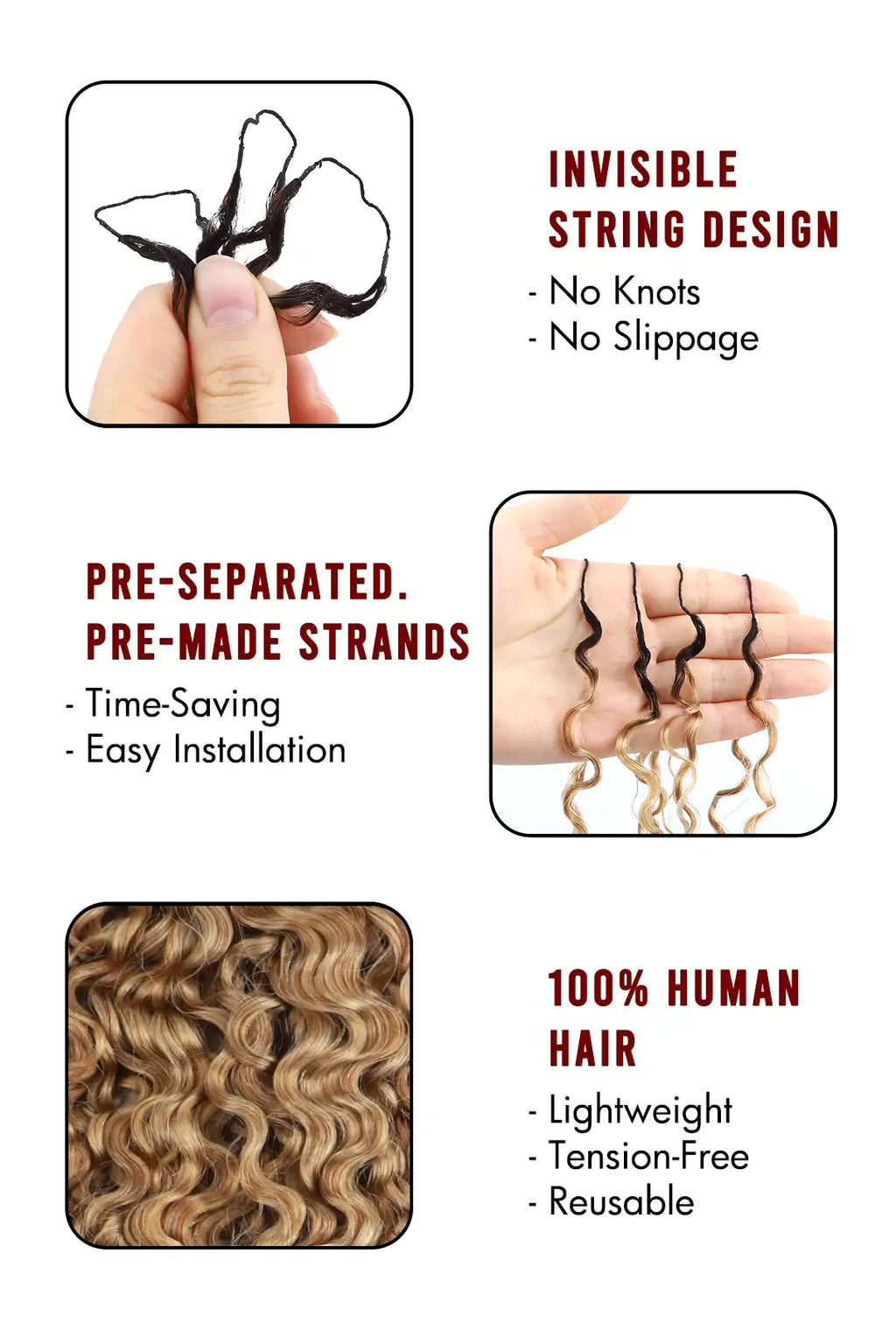 Honey Blonde Ombre Water Deep Wave Feather Crochet Hair - T1B/27
