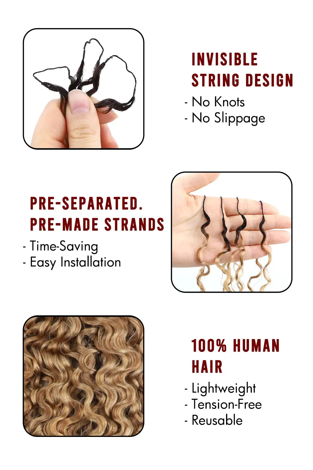 Honey Blonde Ombre Water Deep Wave Feather Crochet Hair - T1B/27