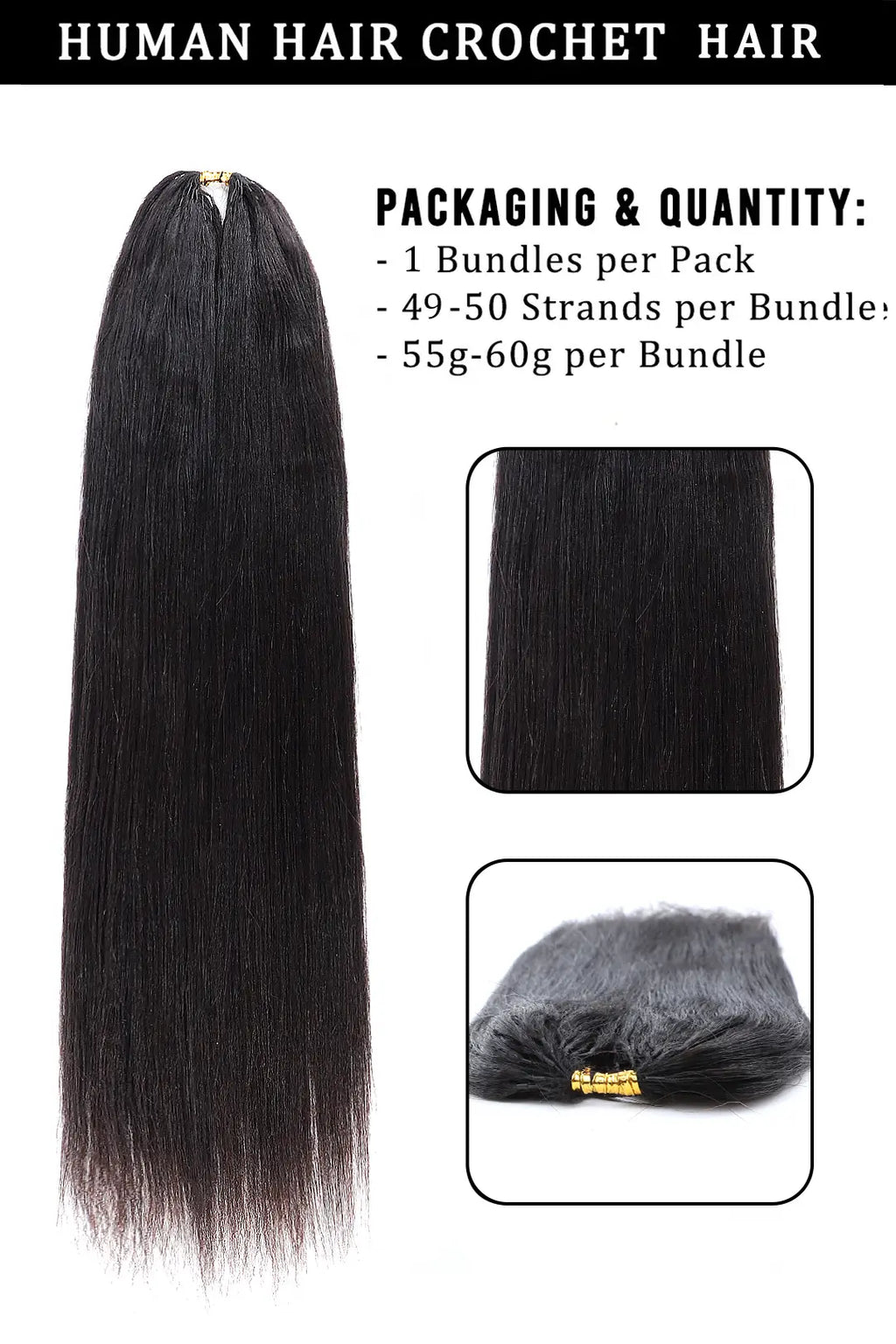 Double Drawn Light Yaki Straight Feather Crochet Hair Human Hair