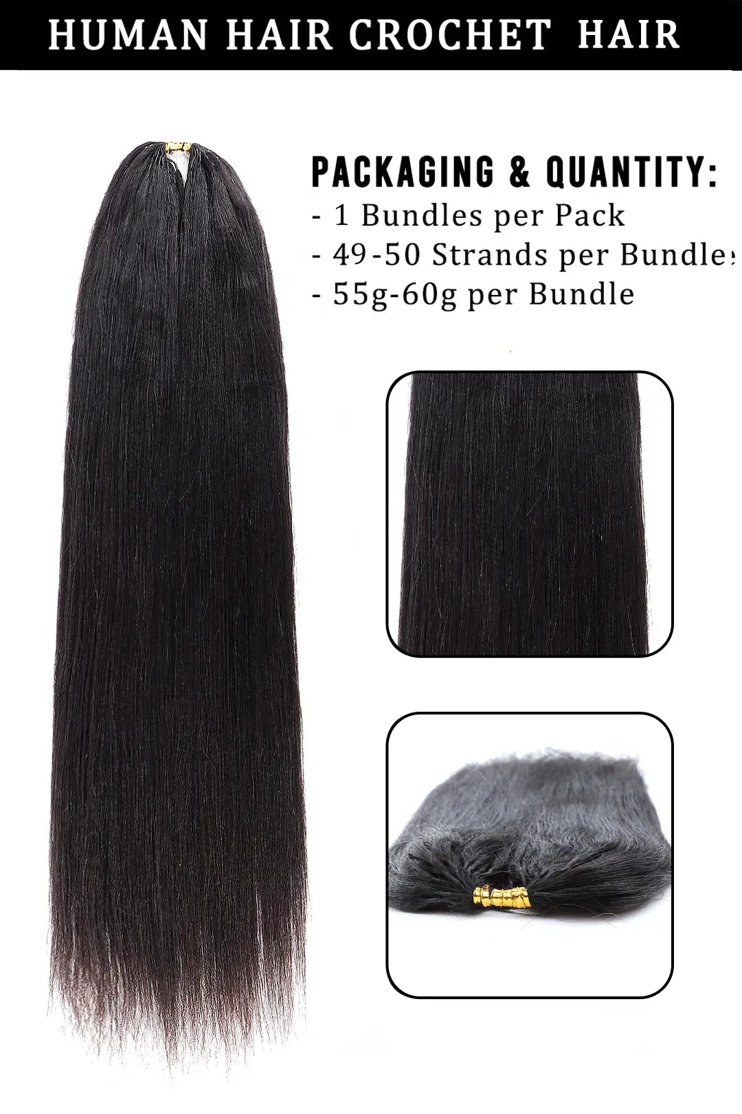 Double Drawn Light Yaki Straight Feather Crochet Hair Human Hair