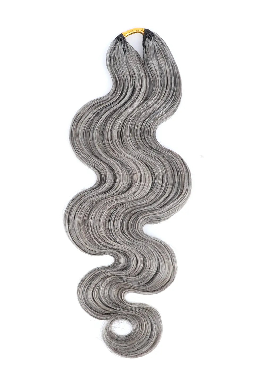 Double Drawn Salt and Pepper Body Wave Crochet Hair 85% Gray