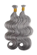 Salt and Pepper Bulk Hair Body Wave for Braiding 85% Gray BU76