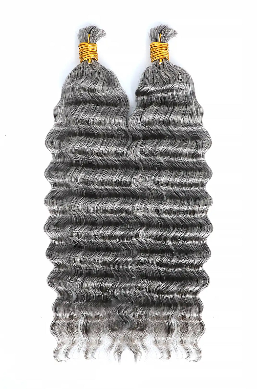 Salt and Pepper Bulk Hair Deep Wave for Braiding 70% Gray BU32