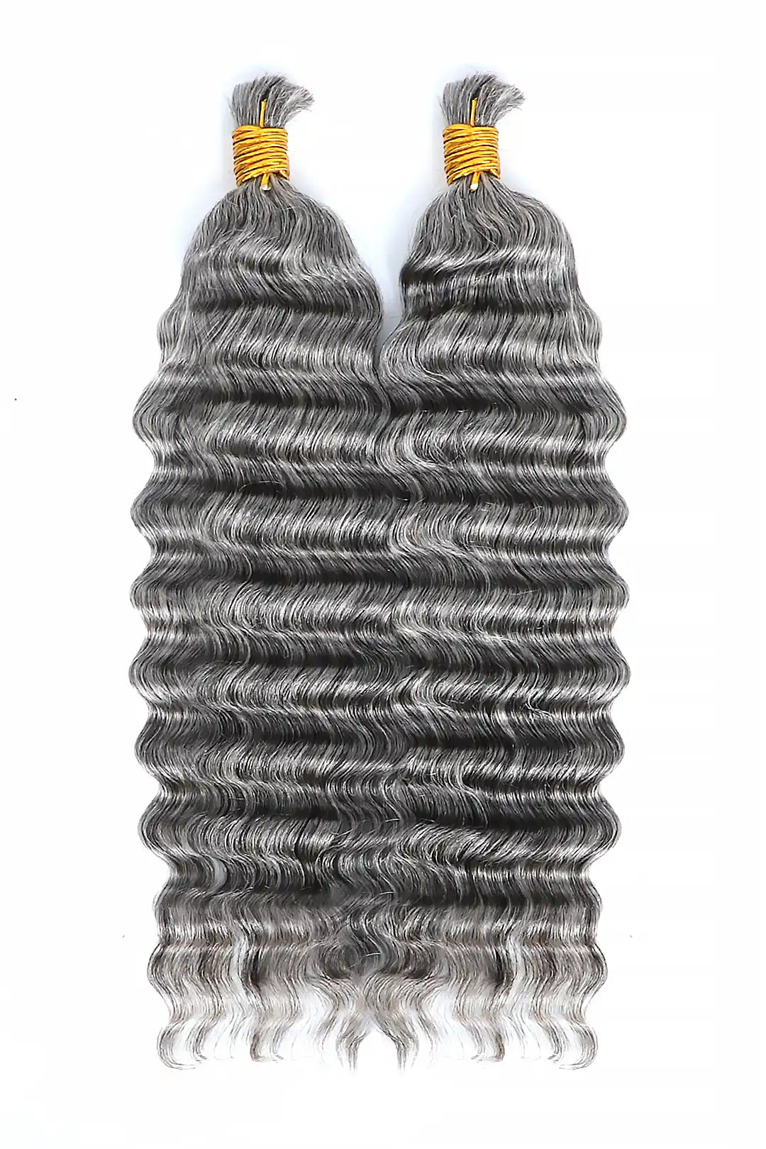 Salt and Pepper Bulk Hair Deep Wave for Braiding 70% Gray BU32